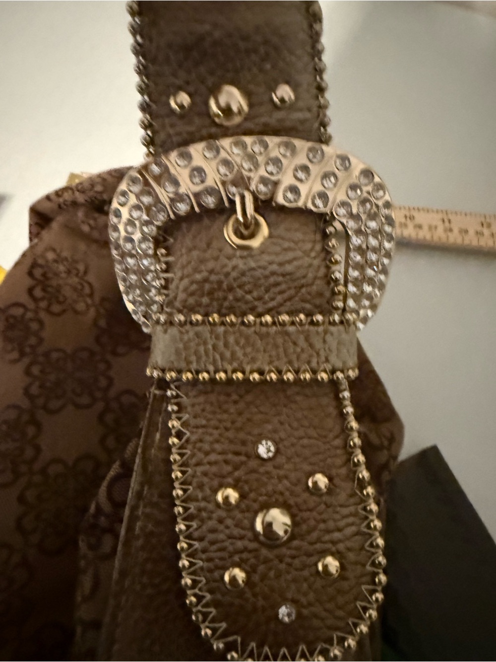 Kathy Van Zeeland Y2K Shoulder Bag Studded Brown Floral Rare Bling Bratz Baddie - Picture 13 of 16